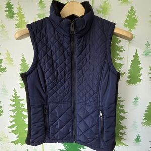 Andrew Marc Navy Quilted Vest with Zipper Pockets